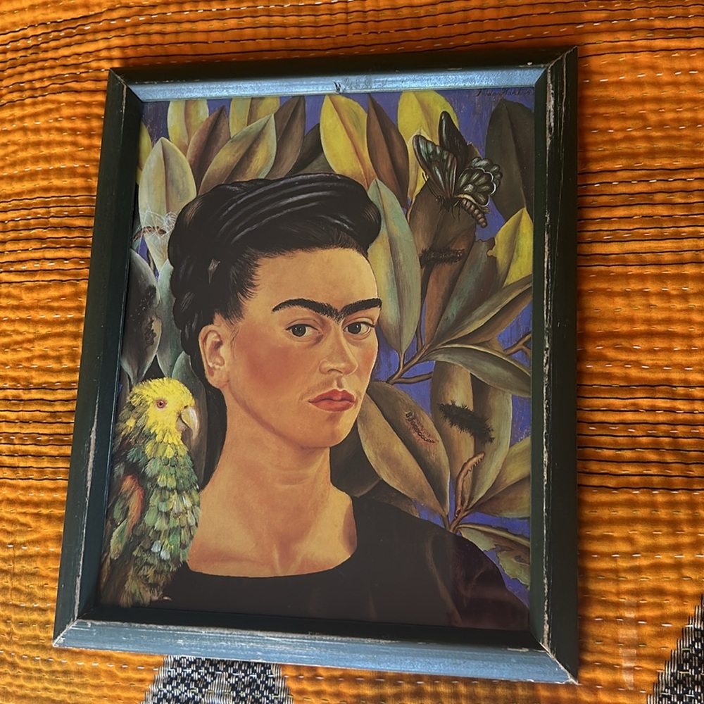 Frida Kahlo Self Portrait 1947- Mexico Creature Amigos 1 Wooden Frame Realism